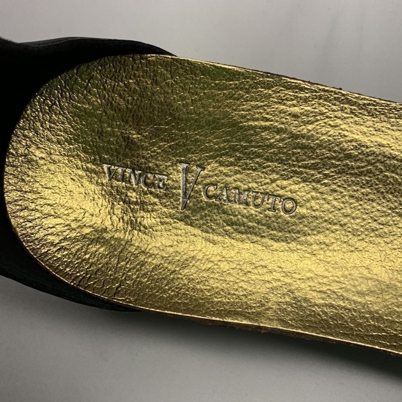 Vince Camuto Lora Leather Ankle Strap Sculpted Heel Sandals Size 10 Black - Picture 6 of 14